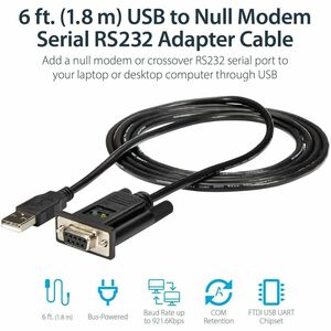 StarTech.com ICUSB232FTN. Produktfarbe: Schwarz, Kabellänge: 1,7 m, Anschluss 1: USB Typ-A. Quantity per pack: 1 Stück(e),