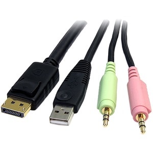 StarTech.com DP4N1USB6 1,83 m KVM-Kabel - 1 Stück - Cable for KVM-Umschalter, Peripheriegerät, Audiogerät, Mikrofon, Tasta