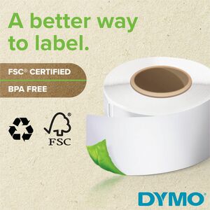 Dymo LW Multi-Purpose Labels 1/2" x 1" - 1/2" Width x 1" Length - Rectangle - Thermal Transfer - White - Paper - 1000 / Ro