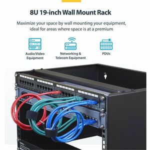 StarTech.com Wandmontage Halterung für flache Rack Geräte - 8HE - bis zu 35 cm (13,75 Zoll) tiefe Geräte - Stahl - 36,38 k