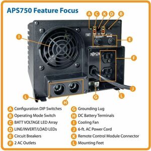 Tripp Lite series 750W PowerVerter APS 12VDC 120V Inverter/Charger - Input Voltage: 12 V DC, 120 V AC - Output Voltage: 12