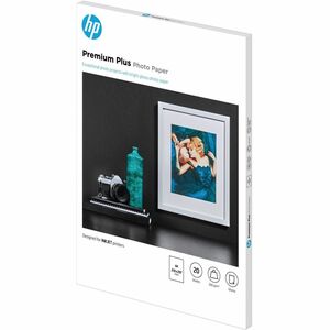 HP Papel fotográfico Premium Plus brilhante - 20 folhas/A4/210 x 297 mm. Tipo de acabamento: Brilho, Peso do papel: 300 g/