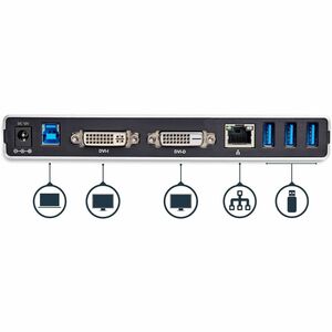 StarTech.com USB 3.0 Docking Station für Notebook - Ladefunktion - Schwarz, Silber - 2 Unterstützte Displays - 2048 x 1152
