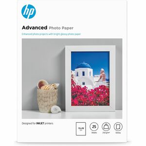 HP Papel de Fotografia Advanced Brilhante, 250 g/m2, 13 x 18 cm (127 x 178 mm), 25 folhas. Tipo de acabamento: Brilho, Pes