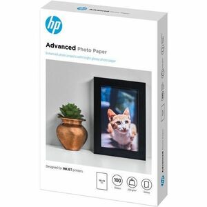 HP Papel de Fotografia Advanced Brilhante, 250 g/m2, 10 x 15 cm (101 x 152 mm), 100 folhas. Tipo de acabamento: Brilho, Pe