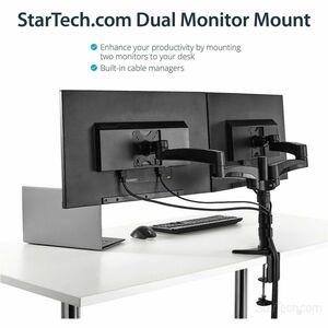 StarTech.com Dual Monitor Arm - Height Adjustable, Desk Surface or Grommet Mount for Two Displays with Cable Management - 