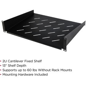 CyberPower CRA50001 Rack Accessories Shelf - 19" 2U cantilever shelf, 13" (350mm) deep, 60lbs (27kg) capacity, 5 year warr