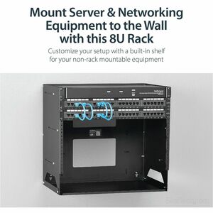 StarTech.com 8U Wallmount Server Rack with Built-in Shelf - Solid Steel - Adjustable Depth 12in to 18in~ - Steel - 34.02 k