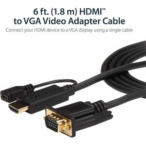 StarTech.com HDMI to VGA Cable - 6 ft / 2m - 1080p - 1920 x 1200 - Active HDMI Cable - Monitor Cable - Computer Cable - 1.
