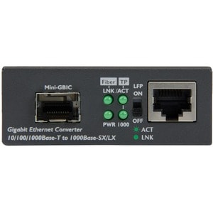 StarTech.com Gigabit Ethernet Fiber Media Converter with Open SFP Slot - 1 x Network (RJ-45) - Multi-mode, Single-mode - G