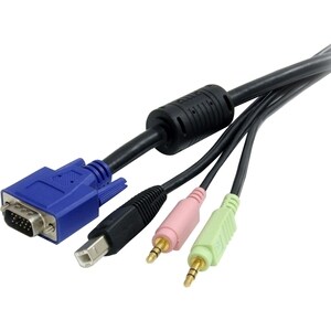 StarTech.com 10 ft 4-in-1 USB VGA KVM Cable with Audio and Microphone - 3.05 m USB KVM Cable - First End: 1 x 15-pin HD-15