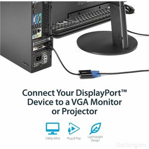 StarTech.com DisplayPort to VGA Adapter, Active DP to VGA Converter, 1080p Video, DP to VGA Adapter Dongle (Digital to Ana