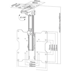 Neomounts Neomounts Pro FPMA-C020BLACK Ceiling Mount for TV - Black - 1 Display(s) Supported - 101.6 cm (40") Screen Suppo