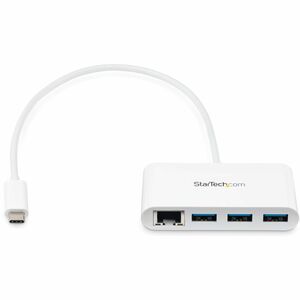 StarTech.com USB/Ethernet Combo Hub - USB 3.0 Type C - External - White - UASP Support - 3 Total USB Port(s) - 3 USB 3.0 P