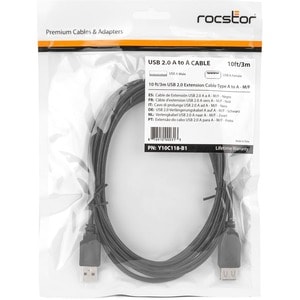 Rocstor Premier USB 2.0 Extension Cable A to A - M/F - 10 ft - USB cable for Digital Camera, Scanner, Printer, Hard Drive,