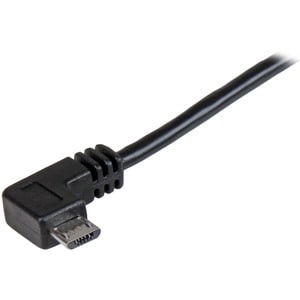StarTech.com 0.5 m Right Angle Micro USB Cable - Charge and Sync Cable - USB to Micro USB - 24 AWG - First End: 1 x 4-pin 
