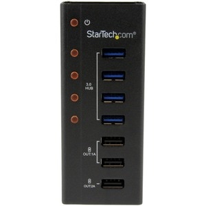 StarTech.com 4 Port USB 3.0 Hub plus 3 Dedicated USB Charging Ports (2 x 1A & 1 x 2A) - 5Gbps - Wall Mountable Metal Enclo