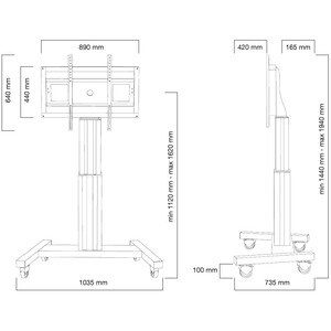 Neomounts Neomounts Pro PLASMA-M2500BLACK Height Adjustable Display Stand - Up to 254 cm (100") Screen Support - 150 kg Lo