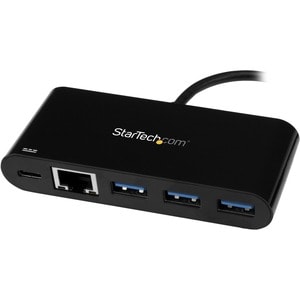 StarTech.com USB/Ethernet-Hub - USB-Typ C - Extern - Schwarz - 3 Total USB Port(s) - 3 USB 3.0 Port(s) - Mac, PC, Linux