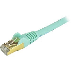 StarTech.com 2ft CAT6a Ethernet Cable - 10 Gigabit Category 6a Shielded Snagless 100W PoE Patch Cord - 10GbE Aqua UL Certi