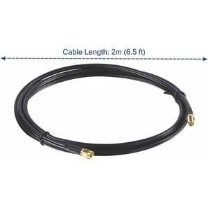 TRENDnet Low Loss RP-SMA Male to RP-SMA Female Antenna Cable, 2 m (6.5 ft.), 1.45 dB Max Signal Loss, TEW-L102,Black - 6.5