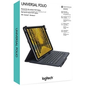 Logitech Universal Folio Keyboard/Cover Case (Folio) for 26.7 cm (10.5") Apple iPad Air - Spill Resistant Shell, Water Res