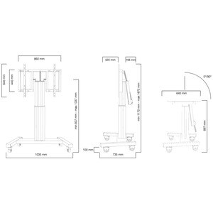 Neomounts Neomounts Pro PLASMA-M2500TBLACK Height Adjustable Display Stand - Up to 254 cm (100") Screen Support - 150 kg L