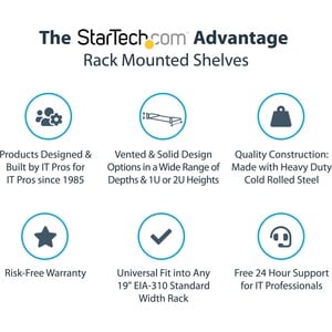 StarTech.com 1U Vented Server Rack Cabinet Shelf - Fixed 7in Deep Cantilever Rackmount Tray for 19" Data/AV/Network Enclos