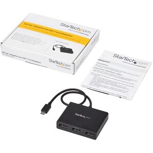 StarTech.com 3-Port USB-C Multi-Monitor Adapter, Type-C to 3x DisplayPort 1.2 MST Hub, Triple 1080p DP Display Extender/Sp