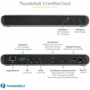StarTech.com Dock TB3 - Docking Station Thunderbolt 3 para Laptop - Dock para 2 Monitores 4K60Hz REEMPLAZADO POR TB3CDK2DH