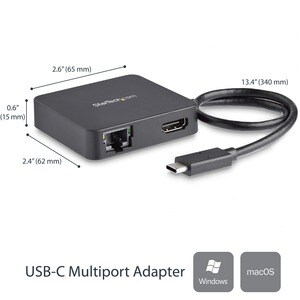 StarTech.com USB Type C Docking Station for Notebook - Black - TAA Compliant - 1 Displays Supported - 4K - 4096 x 2160, 38