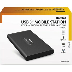Hamlet Drive Enclosure - USB 3.1 Type C Host Interface External - Black - 1 x Total Bay - 1 x 2.5" Bay - Plastic, Aluminium