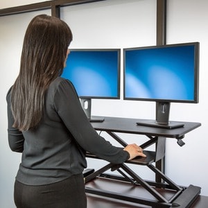 StarTech.com Sit Stand Desk Converter - With 35" Work Surface - Height Adjustable Standing Desk Converter - Stand Up Desk 