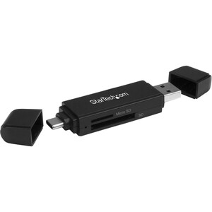 StarTech.com Lector Grabador USB 3.0 USB-C Tipo C y USB-A de Tarjetas de Memoria Flash SD Micro SD Alimentado por USB - 1.