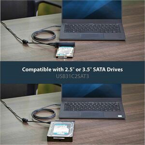 StarTech.com USB C to SATA Adapter Cable for 2.5"/3.5" SSD/HDD Drives - USB 3.1 (10Gbps) Hard Drive Adapter Cable - SATA U