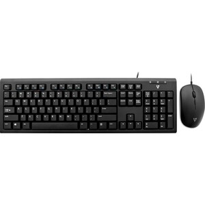 V7 CKU200US-E Keyboard & Mouse - QWERTY - English (US) - USB Cable - Keyboard/Keypad Color: Black - USB Cable - Optical - 