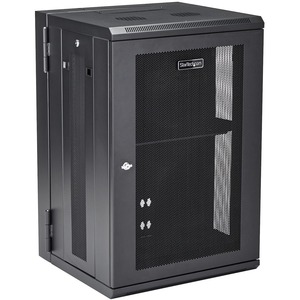 StarTech.com 4-Post 18U Wall Mount Network Cabinet, 19" Hinged Wall-Mounted Server Rack for Data / IT Equipment, Lockable 