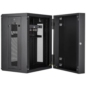 StarTech.com 4-Pfosten 15HE Wand Netzwerkschrank, 19" aufklappbares Wand Server Rack für IT Geräte, abschließbares Rack - 