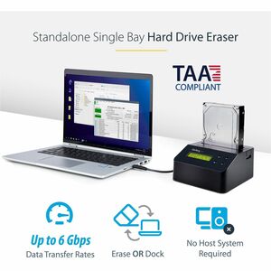 StarTech.com Hard Drive Eraser - for 2.5in / 3.5in SATA SSD/HDD - 4Kn Support - Standalone - Integrated LCD - Hard Drive D