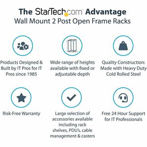 StarTech.com Armadio Rack a Muro 12U 19" , Server Rack a Telaio Aperto a 2 Montanti, Armadio di Rete per Apparecchiature I