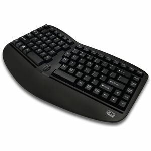 Adesso Tru-Form Wireless Ergo Mini Keyboard & Mouse - USB Membrane Wireless RF Keyboard - 87 Key - English (US) - Black - 