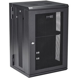 StarTech.com 4-Post 18U Wall Mount Network Cabinet, 19" Hinged Wall-Mounted Server Rack for Data / IT Equipment, Lockable 