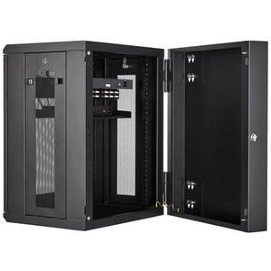 StarTech.com 4-Post 15U Wall Mount Network Cabinet, 19" Hinged Wall-Mounted Server Rack for Data / IT Equipment, Lockable 