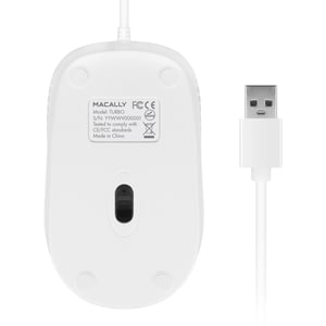 Macally 3 Button Optical USB Wired Mouse for Mac and PC - Optical - Cable - White - 1 Pack - USB - 1000 dpi - Scroll Wheel