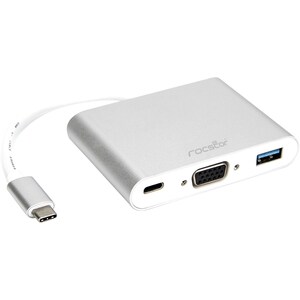 Rocstor Premium USB-C to VGA Multiport Adapter - USB-C to VGA/USB-C (3.1)/USB 3.0 for Audio/Video Device, Notebook, Monito