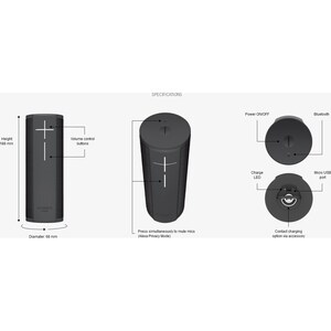 Ultimate Ears BLAST Tragbar Bluetooth Smart Speaker - Alexa Unterstützt - Schwarz - 90 Hz bis 20 kHz Frequenzgang - 360° C