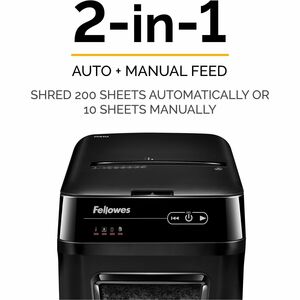 Fellowes AutoMax™ 200M Micro-Cut Auto Feed 2-in-1 Office Paper Shredder with Auto Feed 200-Sheet Capacity - Non-continuous