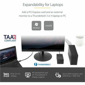 StarTech.com Thunderbolt 3 PCIe Expansion Chassis, External Enclosure Box with 1x PCI-Express Slot, 5K/4K Output Via TB3/D