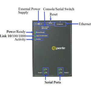 Perle IOLAN SDS2T GR Secure Device Server - 512 MB - Twisted Pair - 1 x Network (RJ-45) - 2 x Serial Port - 10/100/1000Bas