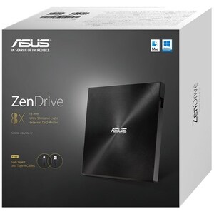 Asus ZenDrive SDRW-08U9M-U DVD-Writer - External - Black - DVD-RAM/±R/±RW Support - 24x CD Read/24x CD Write/24x CD Rewrit